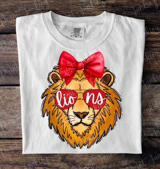 Lions Prep Mascot Bow - Cardinal - DIGITAL - DTF