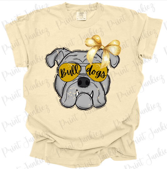 Bulldogs Prep Mascot Bow - Gold