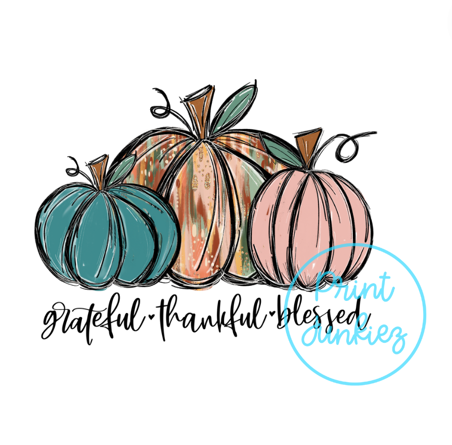 Trio Pumpkin - Thankful, Grateful, Blessed