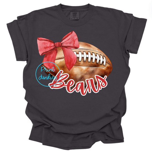 Bears Watercolor Football Bow