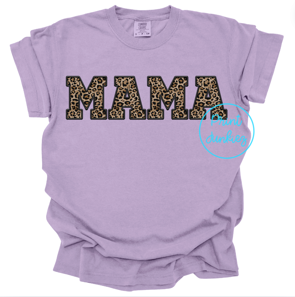 Mama Cheetah Faux Embroidery