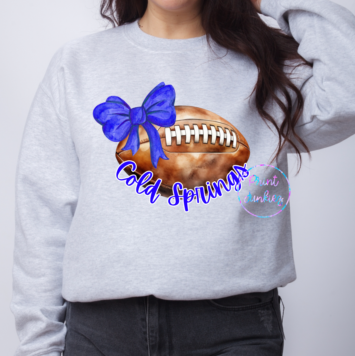 Cold Springs Watercolor Football Bow