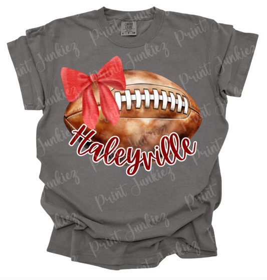 Watercolor Football with Bow - CUSTOM - DTF