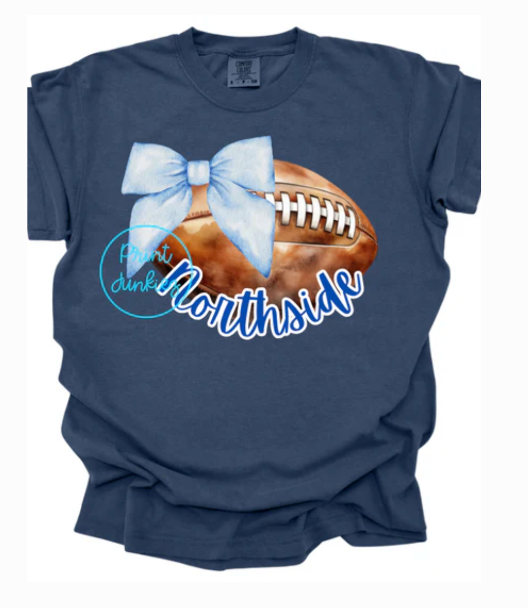 Watercolor Football with Bow - CUSTOM - DTF