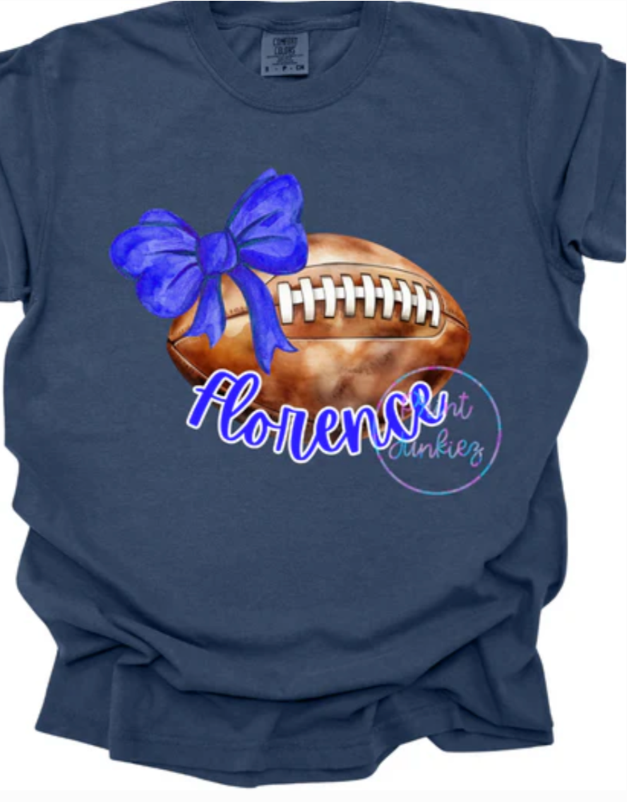 Watercolor Football with Bow - CUSTOM - DTF