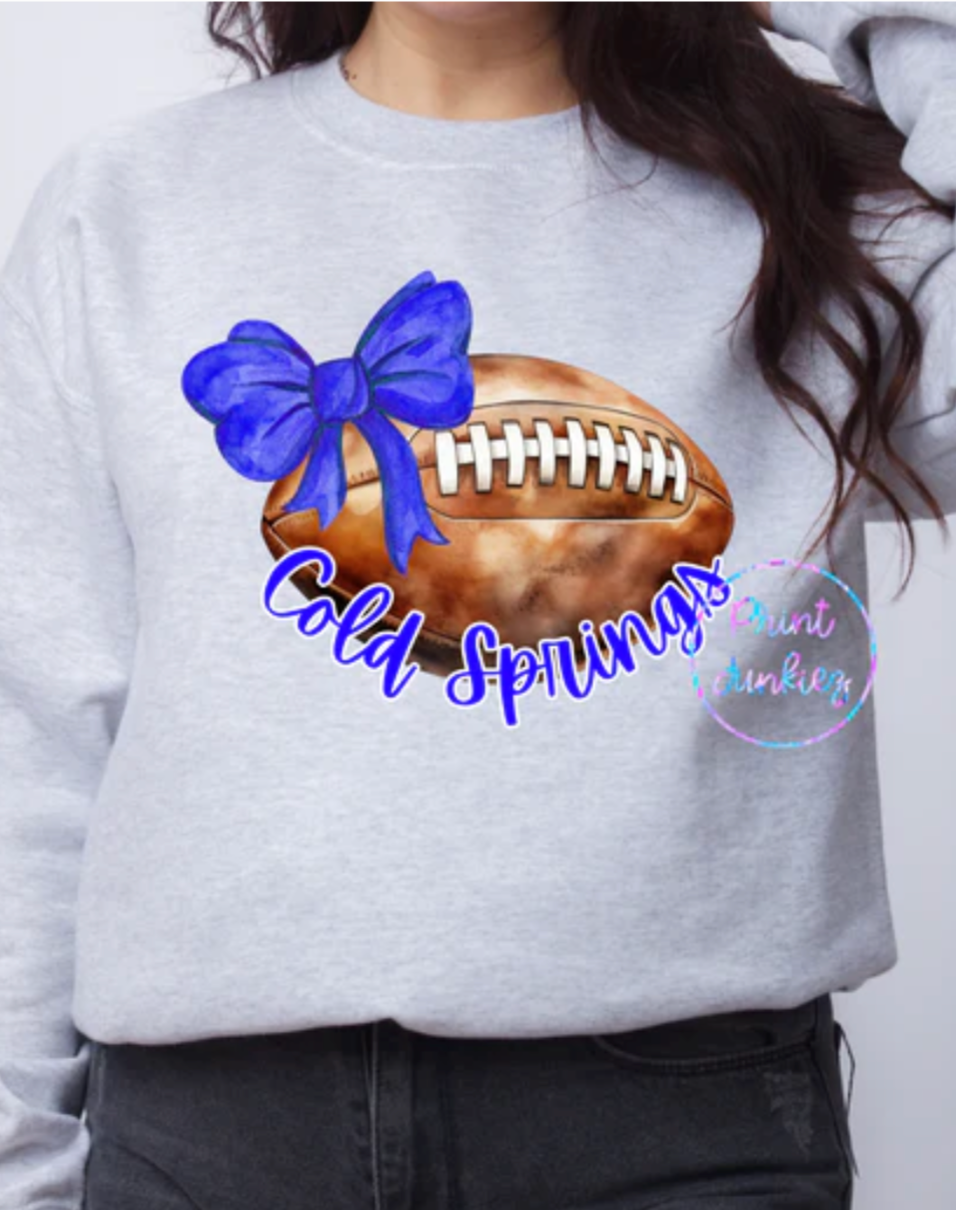 Watercolor Football with Bow - CUSTOM - DTF