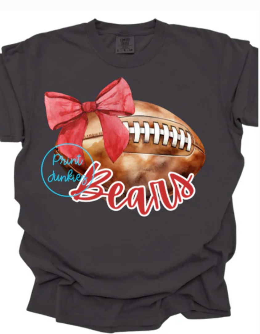 Watercolor Football with Bow - CUSTOM - DTF