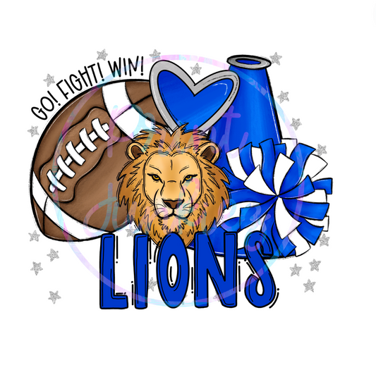 Lions preppy Football & Cheer - Royal