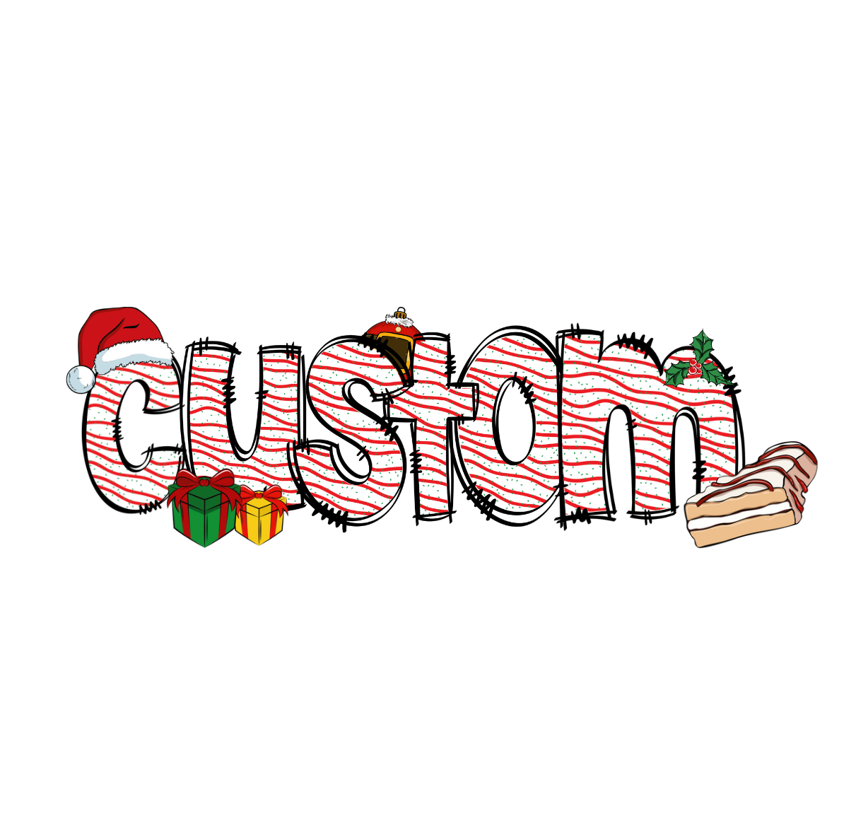 Christmas Tree Cake Font - CUSTOM - DTF