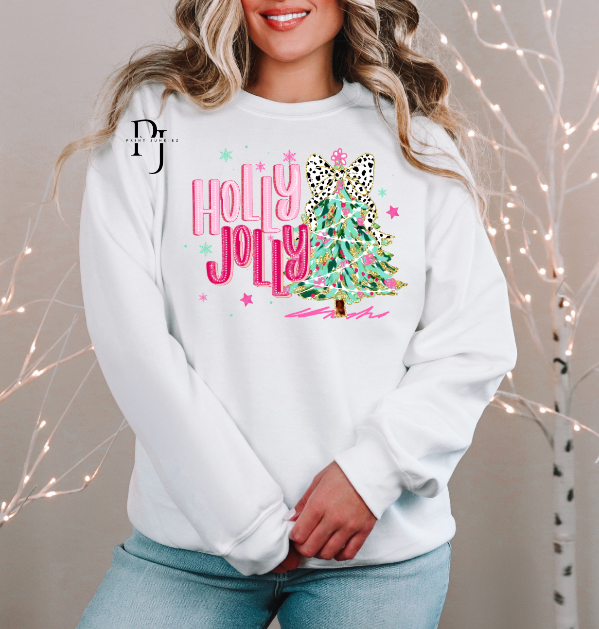 Holly Jolly Pink Glitter - DTF