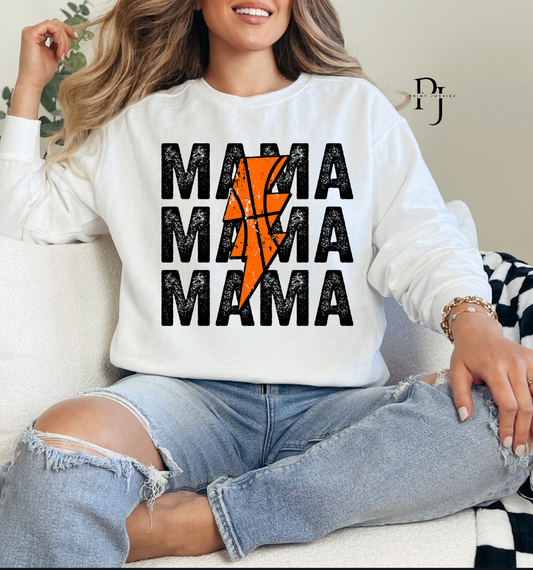 MAMA Stacked Basketball Lightning Bolt - DTF