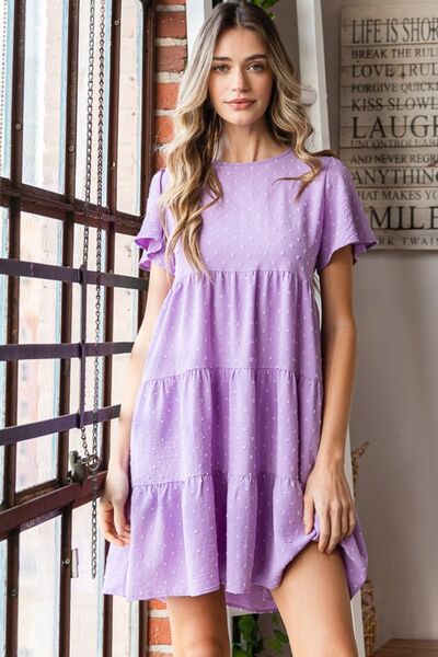 Lavender Swiss Dot Tiered Dress