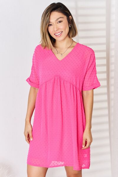 Pink Dotted Babydoll Dress