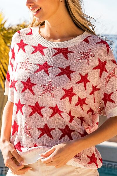 Star Short Sleeve Knit Top