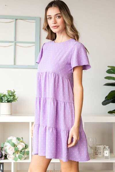 Lavender Swiss Dot Tiered Dress