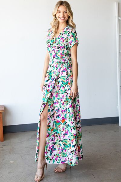 Floral Tie Waist Maxi Dress