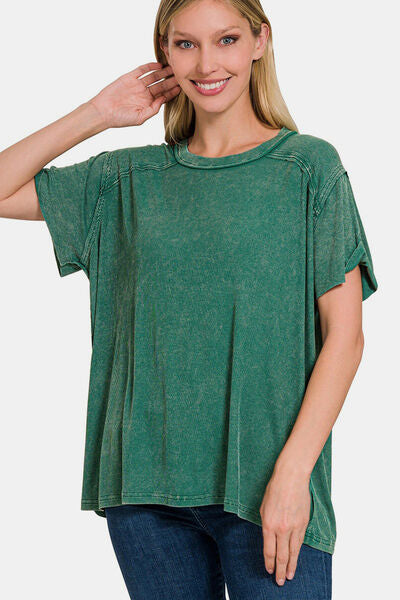 Green Washed Oversized Top