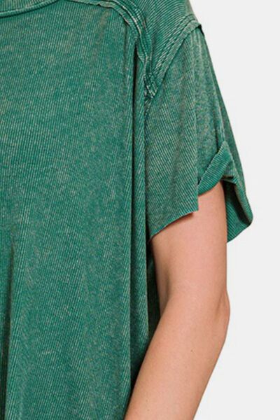 Green Washed Oversized Top