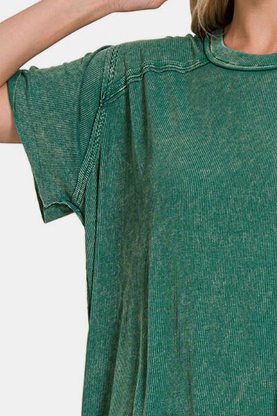 Green Washed Oversized Top