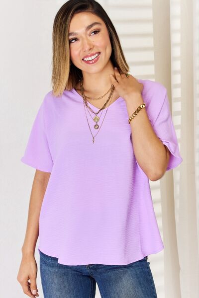 Lavender V-neck Top