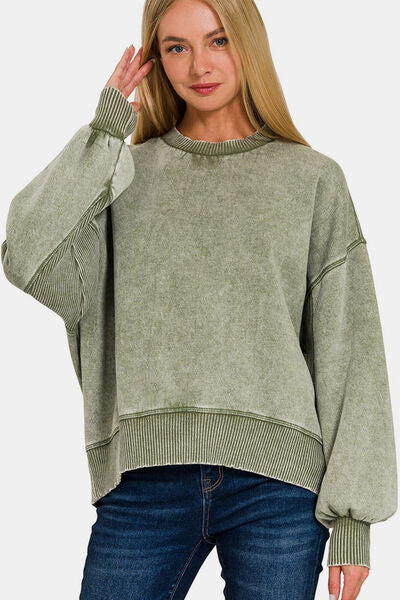 Olive Washed Oversized Sweatshirt