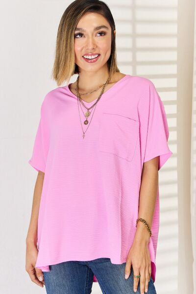 Pink V-neck Top