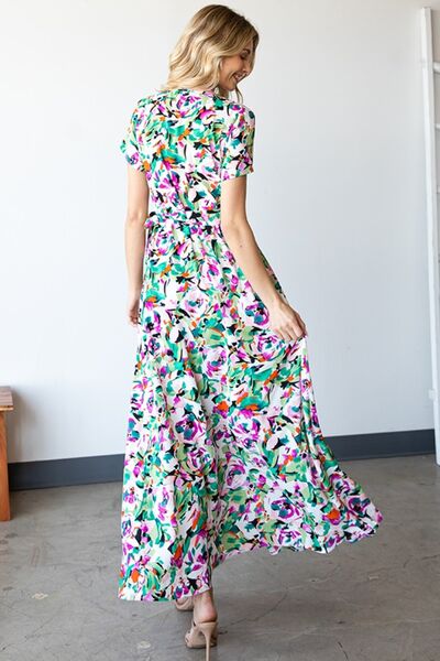 Floral Tie Waist Maxi Dress