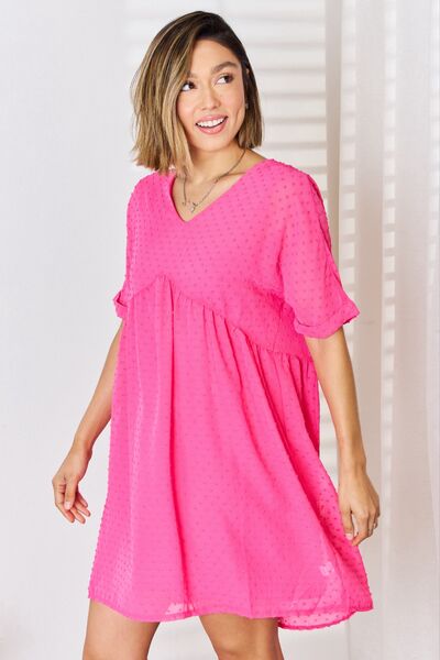 Pink Dotted Babydoll Dress