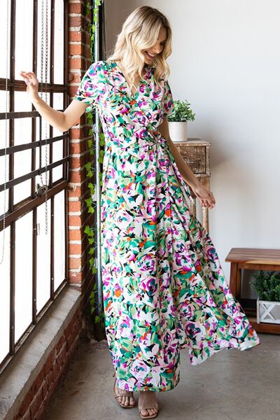 Floral Tie Waist Maxi Dress