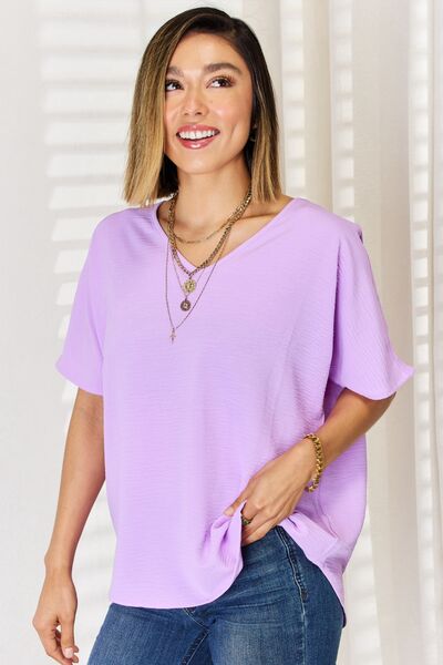 Lavender V-neck Top