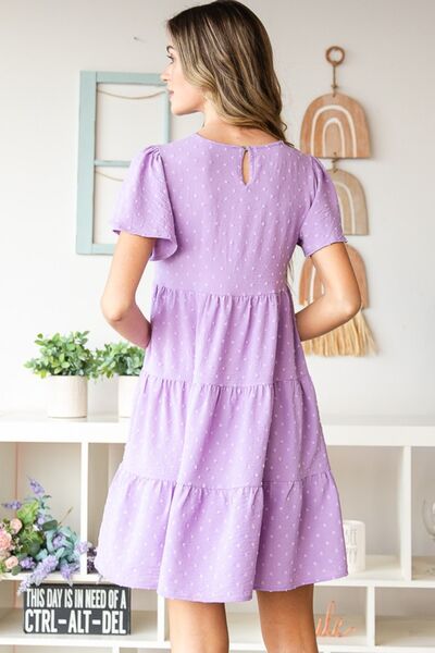 Lavender Swiss Dot Tiered Dress