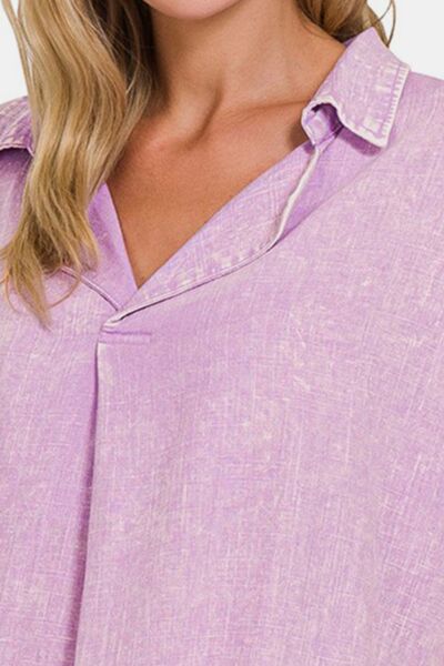 Lavender Washed Linen Top