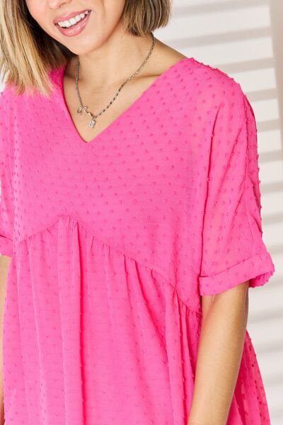 Pink Dotted Babydoll Dress