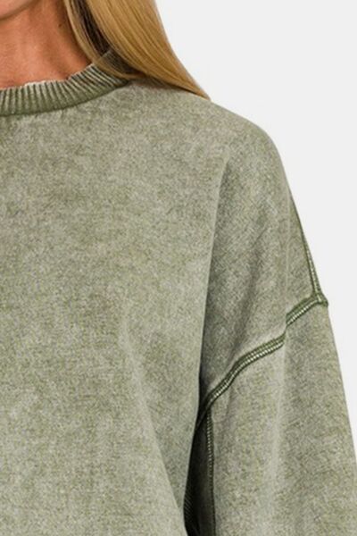 Olive Washed Oversized Sweatshirt