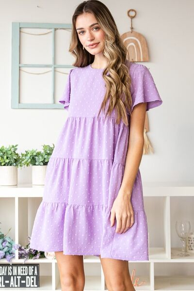 Lavender Swiss Dot Tiered Dress